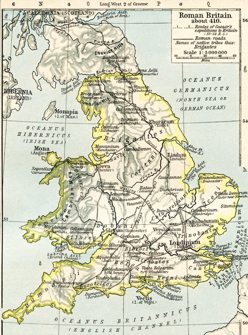 Map Of Roman Britain C. 410. From Historical Atlas, Published 1923. Poster Print by Ken Welsh / Design Pics - Item # VARDPI12280636