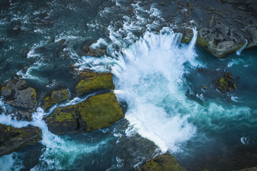 Aerial view of Godafoss, also known as 'Waterfalls of the gods'; Iceland Poster Print by Robert Postma / Design Pics - Item # VARDPI12521734