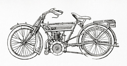 An Early 20th Century Z¬ê_ndapp Motorcycle.  From Meyers Lexicon, Published 1924. Poster Print by Ken Welsh / Design Pics - Item # VARDPI12323863