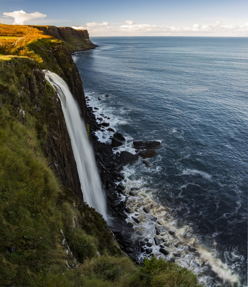 A waterfall flowing over a cliff along the coastline; Isle of Skye, Scotland Poster Print by Aaron Von Hagen / Design Pics - Item # VARDPI12514926