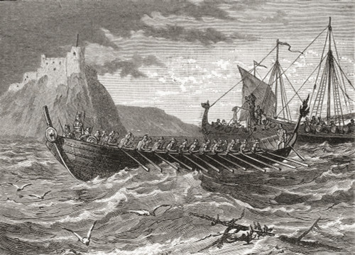 Danish Ships In The 1st Century. From Cassell's History Of England, Published C.1901 Poster Print by Ken Welsh / Design Pics - Item # VARDPI12280734