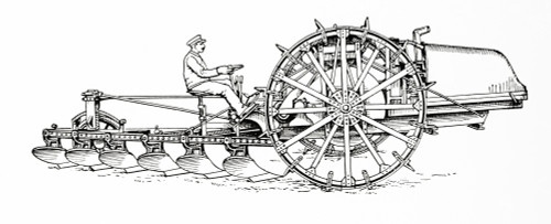 An Early 20th Century Tractor Drawn Furrow Plough. From Meyers Lexicon, Published 1924. Poster Print by Ken Welsh / Design Pics - Item # VARDPI12323841