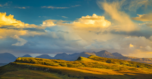 Sunlight illuminating the mountainous landscape and clouds; Isle of Skye, Scotland Poster Print by Aaron Von Hagen / Design Pics - Item # VARDPI12515006