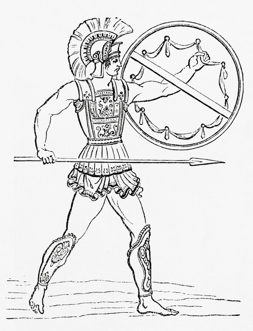 A Greek warrior.  From Ward and Lock's Illustrated History of the World, published c.1882. Poster Print by Ken Welsh / Design Pics - Item # VARDPI12512912