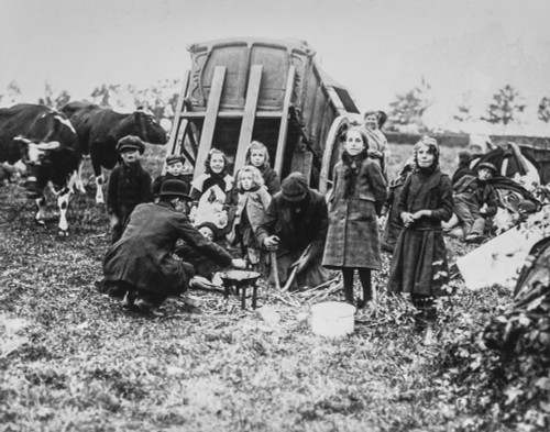 Magic lantern slide  WW1, 1914-1918, World war one images. Refugees making a mid day meal Poster Print by John Short / Design Pics - Item # VARDPI12511020