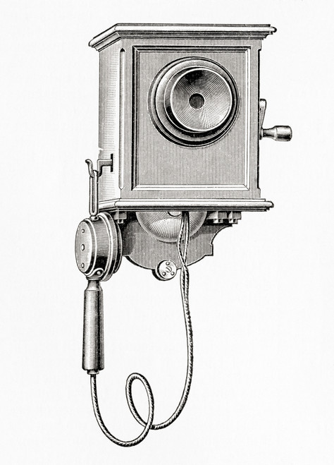 An Early 20th Century Wooden Wall Mounted Telephone.  From Meyers Lexicon, Published 1924. Poster Print by Ken Welsh / Design Pics - Item # VARDPI12323865