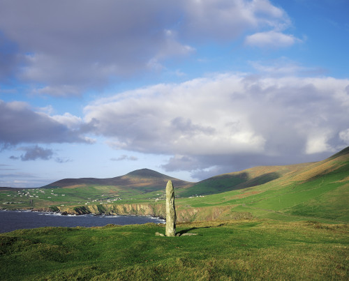 Dunmore Head, Dingle Peninsula, Co Kerry, Ireland; Ogham Stone On A Landscape Poster Print by The Irish Image Collection / Design Pics - Item # VARDPI1801782
