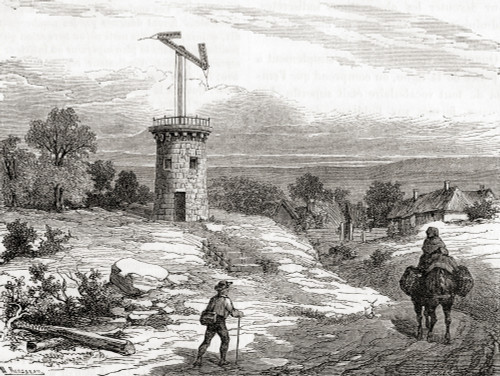 An Aerial Telegraph Post In The 18th Century.  From Les Merveilles De La Science, Published C.1870 Poster Print by Ken Welsh / Design Pics - Item # VARDPI12289700
