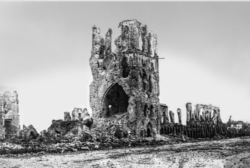 Magic lantern slide  WW1, 1914-1918, World war one images. Bomb damage destroyed buildings, possibly Ypres Poster Print by John Short / Design Pics - Item # VARDPI12512068