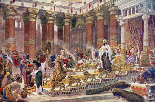 The visit of the Queen of Sheba to King Solomon.  From Hutchinson's History of the Nations, published 1915. Poster Print by Ken Welsh / Design Pics - Item # VARDPI12332628