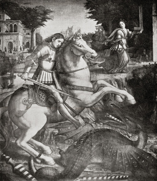 Saint George And The Dragon.  Illustration From The Book The Connoisseur Illustrated Published 1904. Poster Print by Hilary Jane Morgan / Design Pics - Item # VARDPI12321009