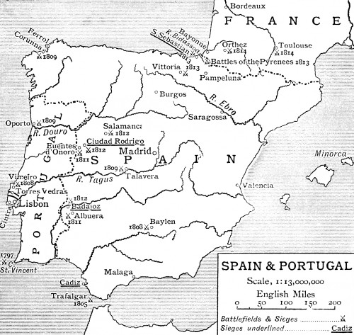 Map Of Spain And Portugal At The Time Of The Peninsular War.  From The Story Of England, Published 1930. Poster Print by Hilary Jane Morgan / Design Pics - Item # VARDPI12321210
