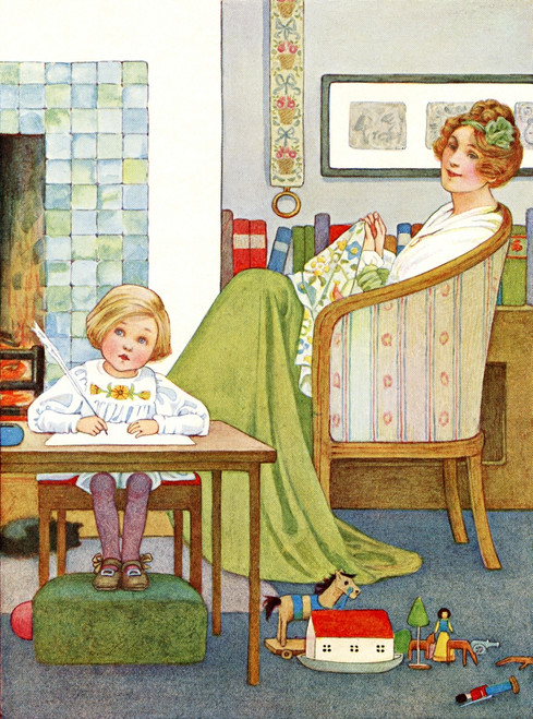 Illustration To The Poem His Book From The Book Childhood By Millicent And Githa Sowerby, Published 1907 Poster Print by Hilary Jane Morgan / Design Pics - Item # VARDPI12288279