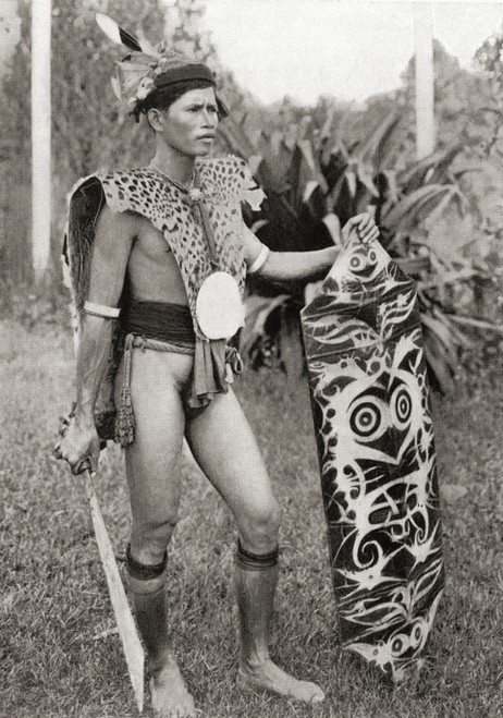 A Native Of Borneo In War Costume.  After A 19th Century Photograph.  From Customs Of The World, Published C.1913. Poster Print by Ken Welsh / Design Pics - Item # VARDPI12310054