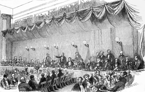The Illustrated London News Etching From 1853. The Banquet For Mr Ingersoll,american Minister In Manchester Town Hall Poster Print by John Short / Design Pics - Item # VARDPI12329333