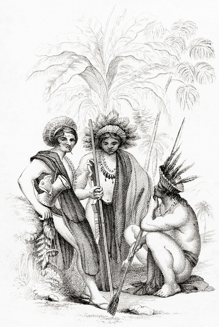 From Left To Right, Macushi, Paravilhano And Warao, Members Of The Native Tribes Of Guyana.  From A 19th Century Print. Poster Print by Ken Welsh / Design Pics - Item # VARDPI12323429