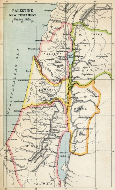 Map Of Palestine As Described In The New Testament. From The Book Atlas Of Ancient And Classical Geography Published 1928. Poster Print by Ken Welsh / Design Pics - Item # VARDPI1872191