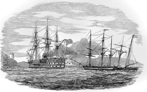 The Illustrated London News Etching From 1854. The French Screw Steamer Charlemagne Passing The Castles Of Europe And Asia. Poster Print by John Short / Design Pics - Item # VARDPI12331245