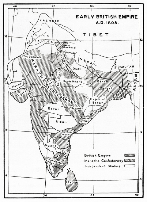 Map Showing Areas Controlled By British In India And Ceylon, 1805.  From Hutchinson's History Of The Nations, Published 1915. Poster Print by Ken Welsh / Design Pics - Item # VARDPI12310117