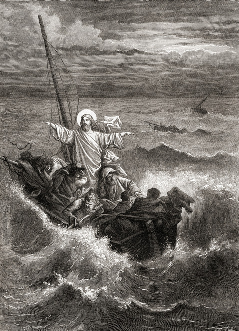 Jesus Calming The Storm On The Sea Of Galilee.  From The Gospels, New Testament.  From The Children's Bible, Published C. 1883 Poster Print by Ken Welsh / Design Pics - Item # VARDPI12310173