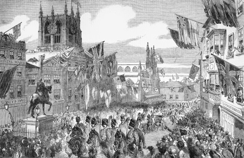 The Illustrated London News Etching From 1854. Her Majesty Queen Victoria Visiting Hull, The Procession Through The Market Place Poster Print by John Short / Design Pics - Item # VARDPI12331311