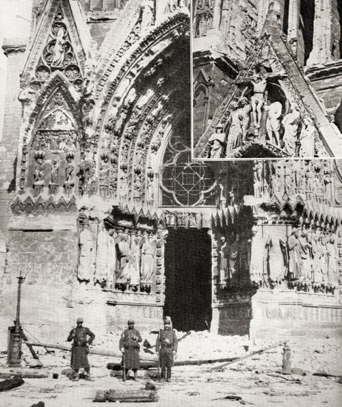 Damage Done To Reims Cathedral, France By German Shells During Wwi.  From The War Illustrated Album Deluxe, Published 1915. Poster Print by Hilary Jane Morgan / Design Pics - Item # VARDPI12285529