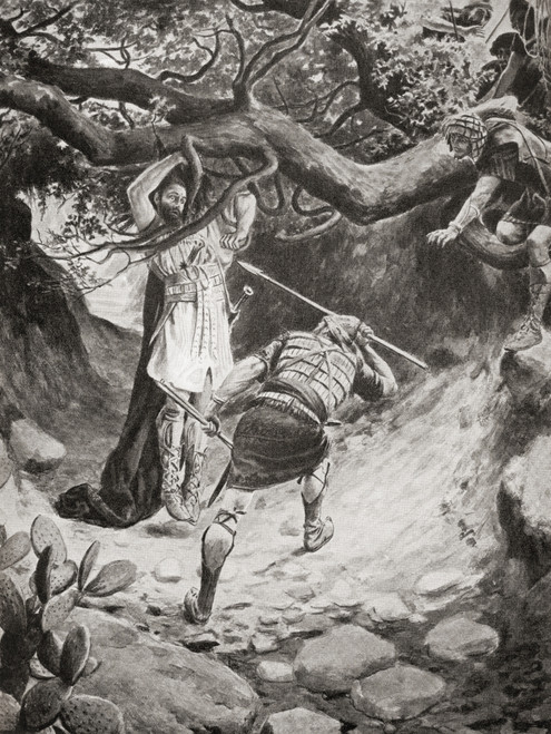 The death of Absalom or Avshalom during the Battle of the Wood of Ephraim.  From Hutchinson's History of the Nations, published 1915. Poster Print by Ken Welsh / Design Pics - Item # VARDPI12332632