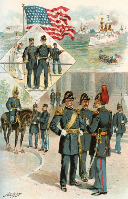 United States Army And Navy Uniforms At The Time Of The Spanish-American War, 1898.  From The History Of Our Country, Published 1900. Poster Print by Ken Welsh / Design Pics - Item # VARDPI12310007