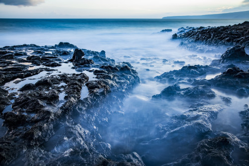 Long exposure of tide pools along the coastline and a view of the Pacific Ocean; Makawao, Maui, Hawaii, United States of America Poster Print by Aaron Von Hagen / Design Pics - Item # VARDPI12515839