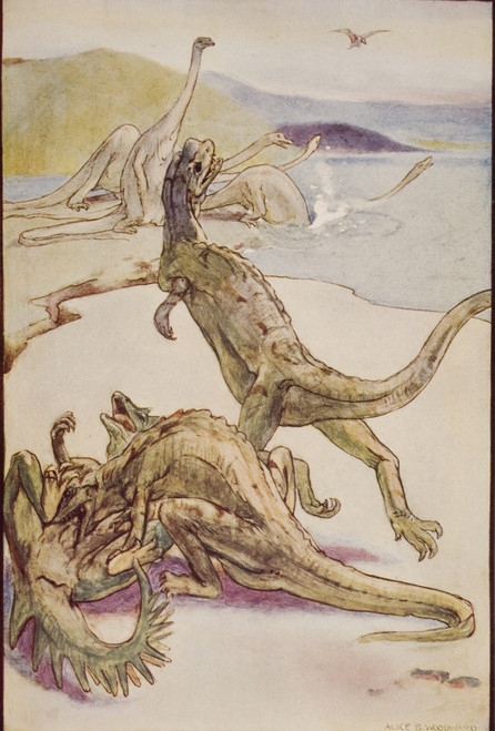 A Mesozoic Scene Showing Deinotheria.Drawn By Alice B. Woodward From The Book The Outline Of History By H.G.Wells Volume 1, Published 1920. Poster Print by Ken Welsh / Design Pics - Item # VARDPI1857198