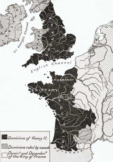 A Map Showing The Empire Of King Henry Ii Of England In The Twelfth Century.  From A First Book Of British History Published 1925. Poster Print by Hilary Jane Morgan / Design Pics - Item # VARDPI12283493