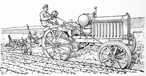 An Early 20th Century Steam Motorised Tractor Drawn Furrow Plough. From Meyers Lexicon, Published 1924. From Meyers Lexicon, Published 1924. Poster Print by Ken Welsh / Design Pics - Item # VARDPI12323842