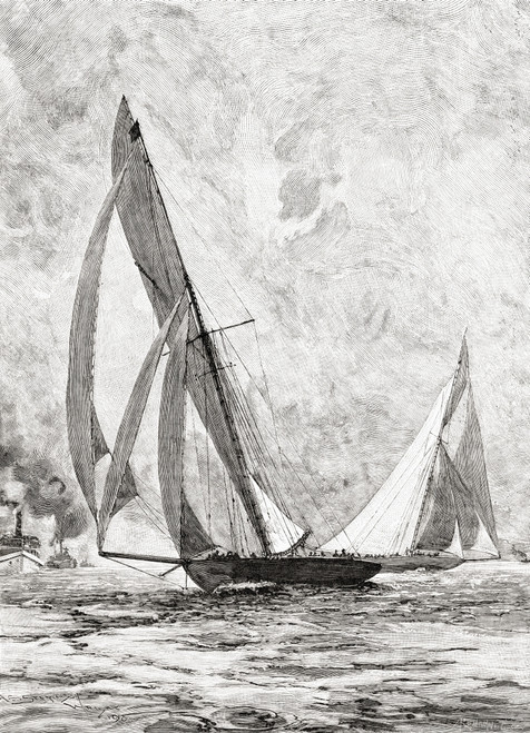 The Shamrock And The Columbia Racing For The America's Cup, 1899.  From The Century Edition Of Cassell's History Of England, Published C. 1900 Poster Print by Ken Welsh / Design Pics - Item # VARDPI12323249