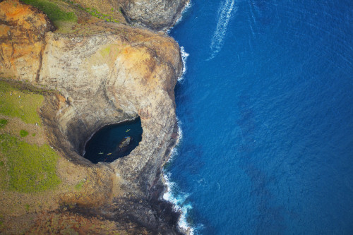 Aerial View Of The Rugged Coastline And Tide Pool In A Hole Along An Hawaiian Island; Na Pali Coast Of Kauai, Hawaii, United States Of America Poster Print by Kicka Witte / Design Pics - Item # VARDPI2275833 Aerial View Of The Rugged Coastline And Tide Pool In A Hole Along An Hawaiian Island; Na Pali Coast Of Kauai, Hawaii, United States Of America Poster Print by Kicka Witte / Design Pics - Item # VARDPI2275833