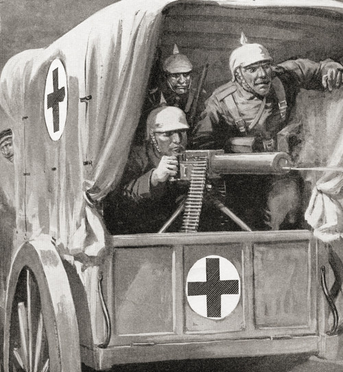 German Soldiers Using A Red Cross Lorry To Hide Their Machine Gun During Wwi.   From The War Illustrated Album Deluxe, Published 1915. Poster Print by Hilary Jane Morgan / Design Pics - Item # VARDPI12285568 German Soldiers Using A Red Cross Lorry To Hide Their Machine Gun During Wwi.   From The War Illustrated Album Deluxe, Published 1915. Poster Print by Hilary Jane Morgan / Design Pics - Item # VARDPI12285568