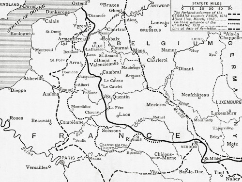 Map Showing The Lines Of Advance Of The Germans Through France During World War One.  From A First Book Of British History Published 1925. Poster Print by Hilary Jane Morgan / Design Pics - Item # VARDPI12283534