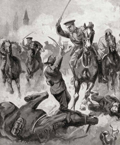 Furious Charge Of British Cavalry At The Battle Of Mons, 23rd August 1914 During Wwi.  From The War Illustrated Album Deluxe, Published 1915. Poster Print by Hilary Jane Morgan / Design Pics - Item # VARDPI12285556