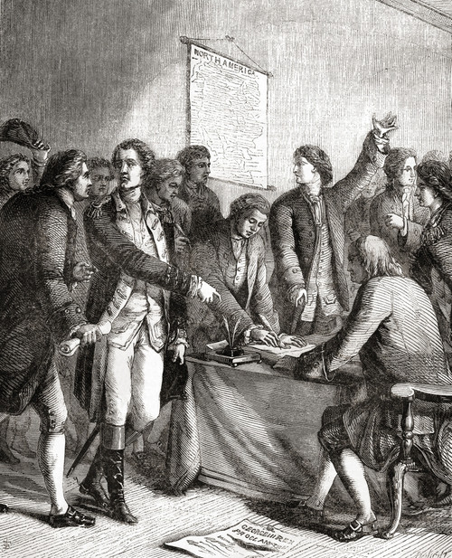 Signing The Declaration Of American Independence, Philadelphia, Pennsylvania, USA, 1776.  From Cassell's Illustrated History Of England, Published 1861. Poster Print by Ken Welsh / Design Pics - Item # VARDPI12323139