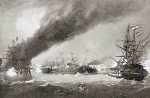The Sea Battle of Lissa aka Battle of Vis, 20 July 1866, between Italy and the Austrian Empire.  From Hutchinson's History of the Nations, published 1915. Poster Print by Ken Welsh / Design Pics - Item # VARDPI12332792