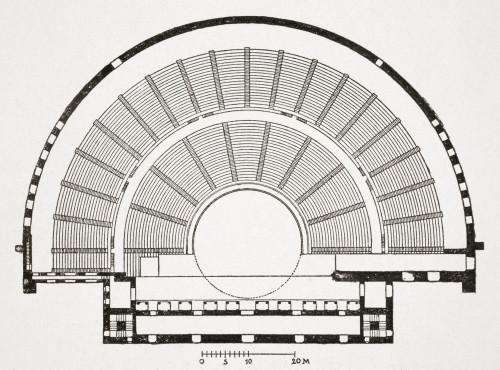 Floor Plan Of The Roman Theatre At Aspendos Or Aspendus, Modern Belkiz, Turkey.  After Wilhelm D_rpfeld. From Kunstgeschichte In Bildern, Published 1902. Poster Print by Ken Welsh / Design Pics - Item # VARDPI12282021