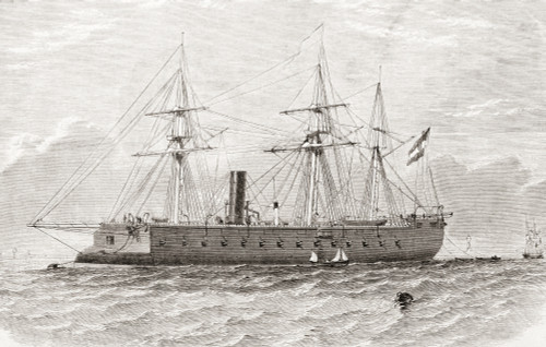 SMS Kaiser Max, the lead ship of the Kaiser Max class of armored frigates built for the Austrian Navy in the 1860s.  From L'Univers Illustre published 1867. Poster Print by Ken Welsh / Design Pics - Item # VARDPI12332667