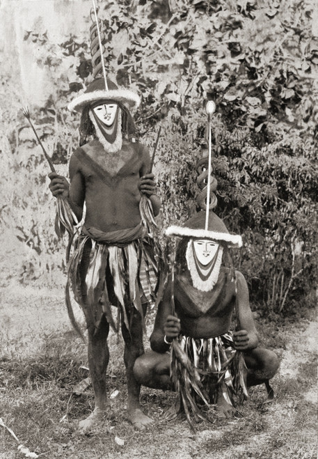 Natives Of The Gazelle Peninsula, New Britain, Papua New Guinea, Wearing Spirit Masks. After A 19th Century Photograph.  From Customs Of The World, Published C.1913. Poster Print by Ken Welsh / Design Pics - Item # VARDPI12310031