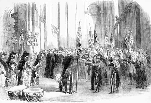The Illustrated London News Etching From 1853.the Funeral Of The Duke Of Wellington: The Entrance Of The Procession Into At St Paul's Cathedral, With Generals Carrying Batons. Poster Print by John Short / Design Pics - Item # VARDPI12329362