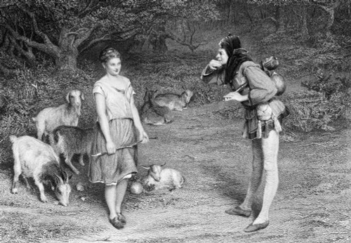 The Works of Shakspere (Imperial Edition) edited by Charles Knight. An etched drawing Published by Virtue & Co Ltd 1870. William Shakespeare. Touchstone and Audrey from As you Like it Poster Print by John Short / Design Pics - Item # VARDPI12513300