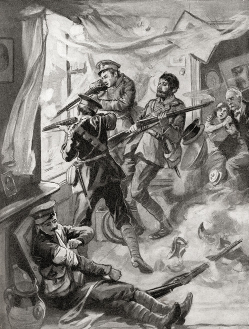 Soldiers From The Bedfordshire Infantry Regiment Fire On German Soldiers From The Upstairs Of A Private House During Wwi.  From The War Illustrated Album Deluxe, Published 1915. Poster Print by Hilary Jane Morgan / Design Pics - Item # VARDPI12285555 Soldiers From The Bedfordshire Infantry Regiment Fire On German Soldiers From The Upstairs Of A Private House During Wwi.  From The War Illustrated Album Deluxe, Published 1915. Poster Print by Hilary Jane Morgan / Design Pics - Item # VARDPI12285555