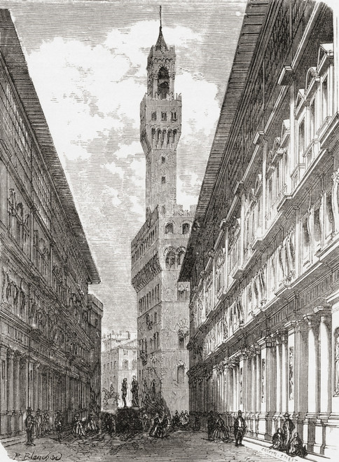 The Uffizi, The Palazzo Vecchio And Statuary In Piazza Della Signoria, Florence, Italy In The Late 19th Century.  From Italian Pictures By Rev. Samuel Manning, Published C.1890. Poster Print by Hilary Jane Morgan / Design Pics - Item # VARDPI12283420