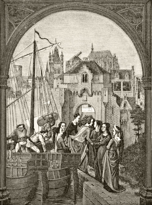 St Ursula And Her Companians Arrving Cologne J Memling After A Fragment Legend St Ursula 15Th Century Reliquary Saint Bruges From Science And Literature Middle Ages Paul Lacroix Published London 1878 Ken Welsh # VARDPI1861916