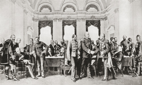 The Berlin Congress 1878 A meeting presided Otto von Bismarck aimed determining territories states Balkan peninsula following Russo-Turkish War 187778 From Hutchinson's History Nations published 1915 Ken Welsh # VARDPI12332914
