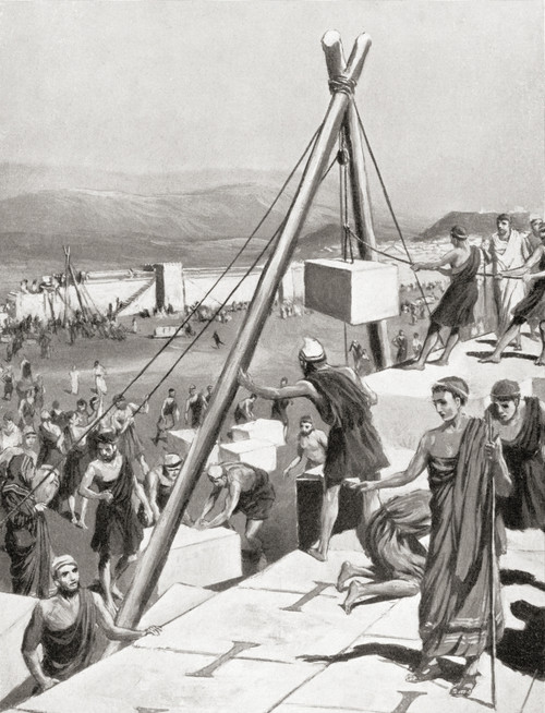 Athenians rebuilding their city under guidance Themistocles after Persian invasion Greece c479 BC Themistocles c 524459 BC Athenian politician and general From Hutchinson's History Nations published 1915 Ken Welsh # VARDPI12512654