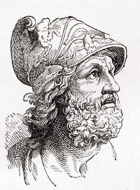 Menelaus According to Greek mythology Menelaus was a king of Mycenaean (pre-Dorian) Sparta and the husband of Helen of Troy From Ward and Lock's Illustrated History of the World published c1882 Poster by Ken Welsh - Item # VARDPI12512911